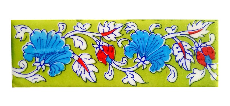 Shiv Kripa Blue Pottery Home Decor Wall Mural Mosaic Tiles Ceramic Handmade Wall Decorative Tiles 2 x 6 Inch Set of 6 Tiles (Multi Color) - Image 2