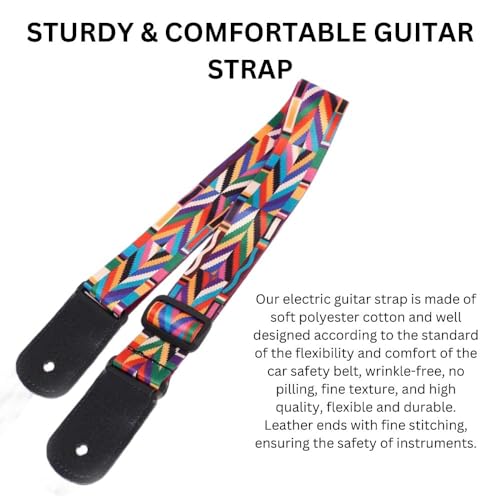 IMAGINEA Electric Guitar Strap/Belt with Leather End for Acoustic Guitar (Rainbow) - Image 5