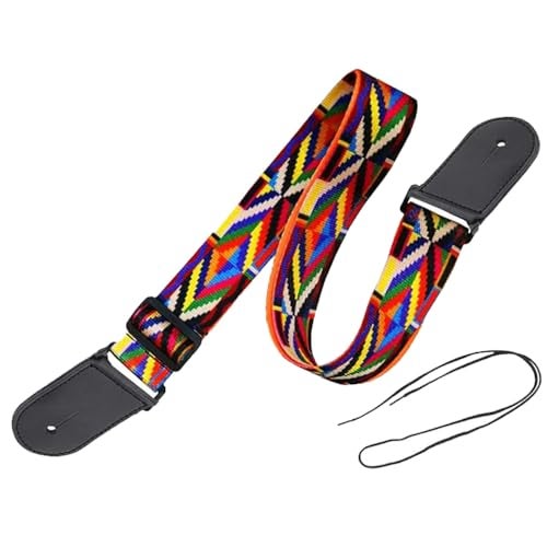 IMAGINEA Electric Guitar Strap/Belt with Leather End for Acoustic Guitar (Rainbow) - Image 1