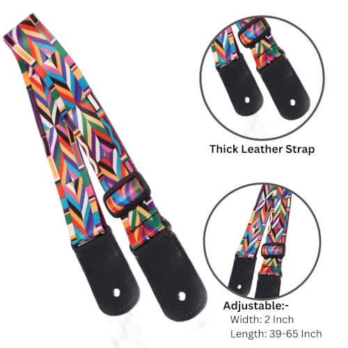 IMAGINEA Electric Guitar Strap/Belt with Leather End for Acoustic Guitar (Rainbow) - Image 3