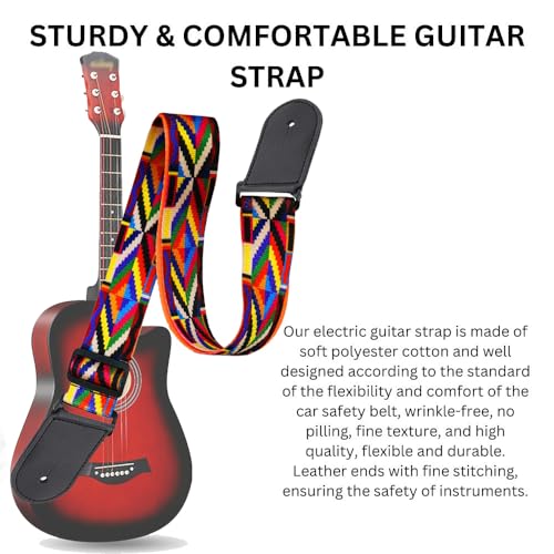 IMAGINEA Electric Guitar Strap/Belt with Leather End for Acoustic Guitar (Rainbow) - Image 4