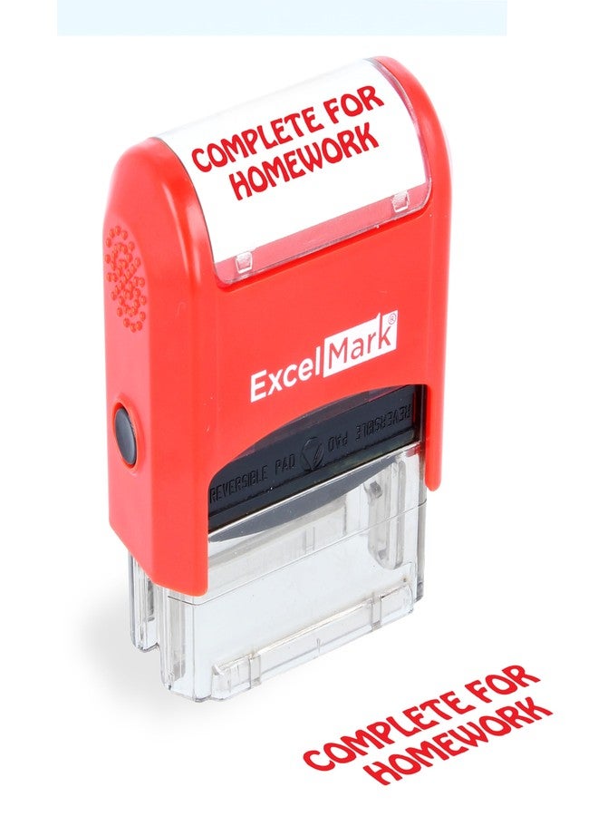 ExcelMark Complete for Homework - Self-Inking Two-Color Rubber Teacher Stamp - Perfect for Grading Homework - Red and Blue Ink - Image 1