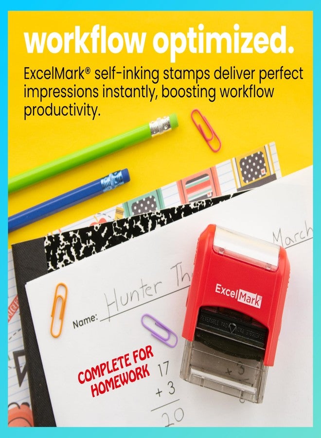 ExcelMark Complete for Homework - Self-Inking Two-Color Rubber Teacher Stamp - Perfect for Grading Homework - Red and Blue Ink - Image 3