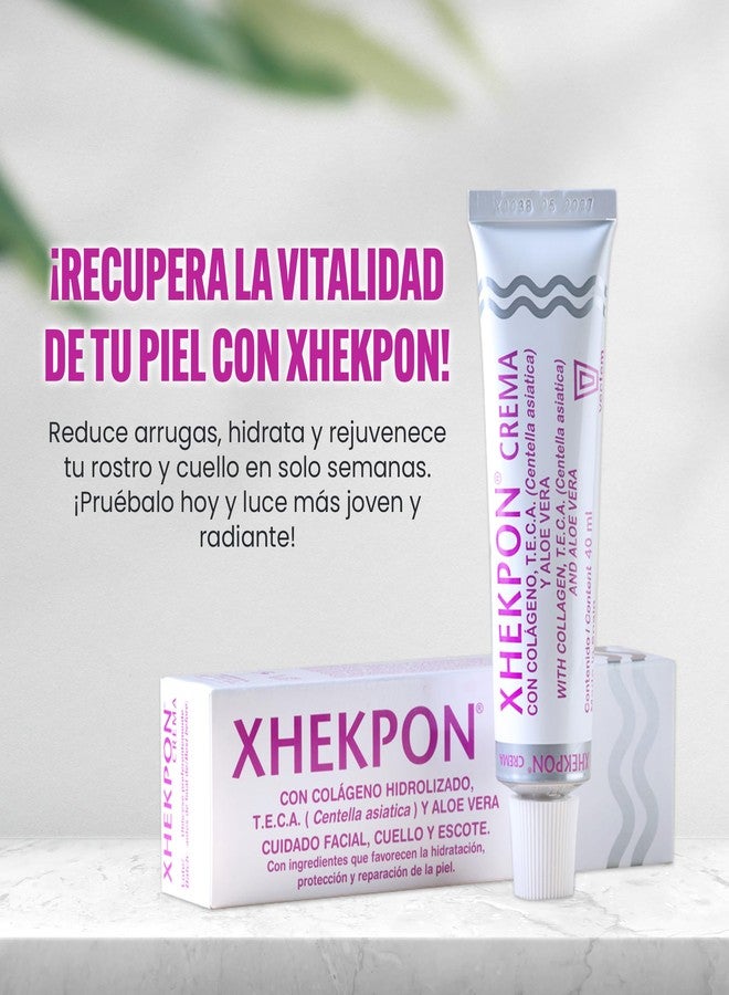 زيكبون كريم Xhekpon للعناية بالبشرة للوجه والرقبة ومنطقة الصدر - كريم مع الكولاجين المتحلل والصبار / كريم مضاد للشيخوخة 40 مل - يعزز ترطيب البشرة وحمايتها وتجديدها. - Image 5