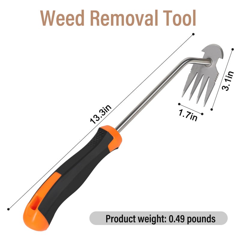 SIXCAR Weed Puller Tool,Portable Garden Weeder Tool,2024 New Manganese Steel Weeding Tools,For Hand Weeder Puller for Vegetable Gardening Backyard Farm Planting & Uprooting Weeding Tool (Rubber Handle)  - Image 2