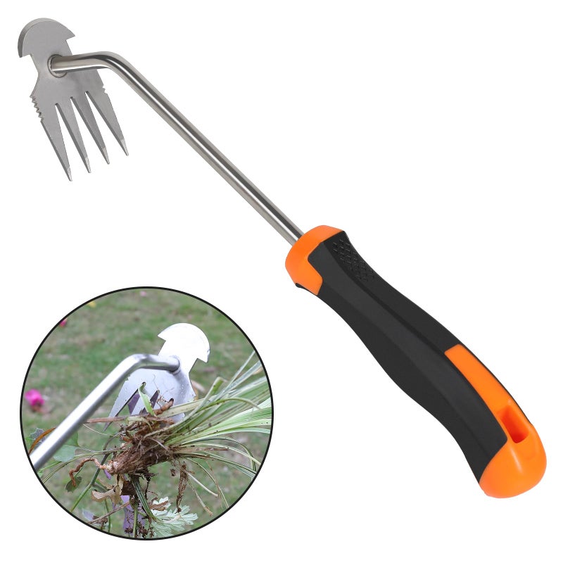 SIXCAR Weed Puller Tool,Portable Garden Weeder Tool,2024 New Manganese Steel Weeding Tools,For Hand Weeder Puller for Vegetable Gardening Backyard Farm Planting & Uprooting Weeding Tool (Rubber Handle)  - Image 1
