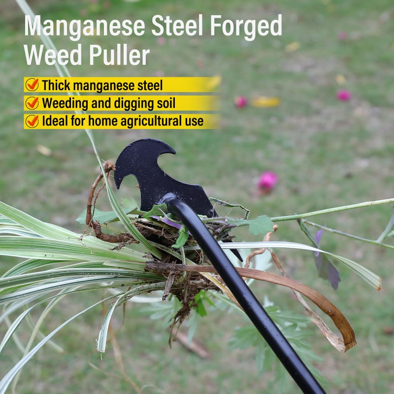 SIXCAR Weed Puller Tool,Portable Garden Weeder Tool,2024 New Manganese Steel Weeding Tools,For Hand Weeder Puller for Vegetable Gardening Backyard Farm Planting & Uprooting Weeding Tool (Rubber Handle)  - Image 5