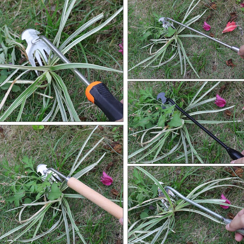 SIXCAR Weed Puller Tool,Portable Garden Weeder Tool,2024 New Manganese Steel Weeding Tools,For Hand Weeder Puller for Vegetable Gardening Backyard Farm Planting & Uprooting Weeding Tool (Rubber Handle)  - Image 3