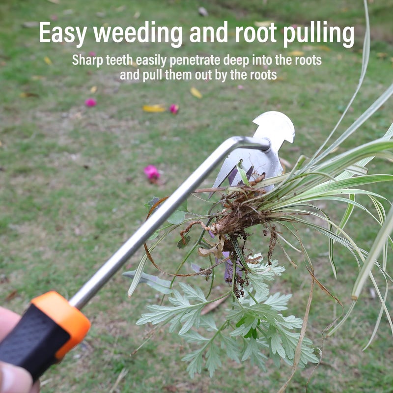 SIXCAR Weed Puller Tool,Portable Garden Weeder Tool,2024 New Manganese Steel Weeding Tools,For Hand Weeder Puller for Vegetable Gardening Backyard Farm Planting & Uprooting Weeding Tool (Rubber Handle)  - Image 4