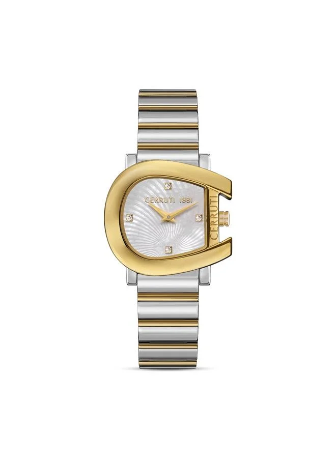 CERRUTI 1881 Cavallina Analog White Mop Watch For Women Sapphire Coated Curve Glass And Stainless Steel Bracelet 29mm Water Resistant 3 ATM - CIWLG0043902