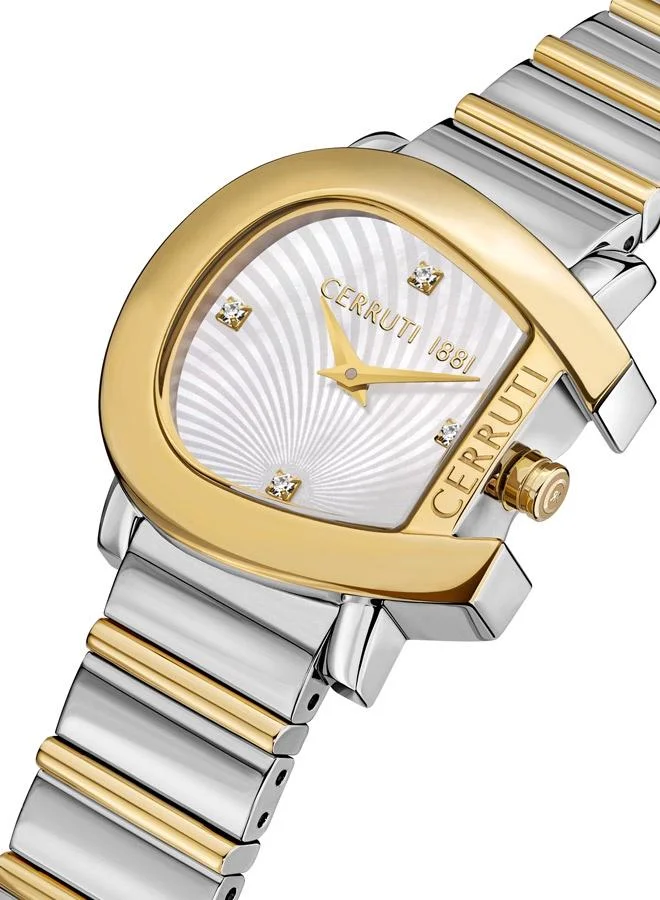 CERRUTI 1881 Cavallina Analog White Mop Watch For Women Sapphire Coated Curve Glass And Stainless Steel Bracelet 29mm Water Resistant 3 ATM - CIWLG0043902