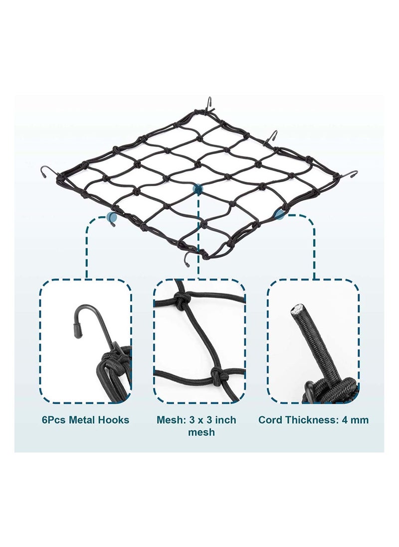 SYOSI Cargo Net Elastic Motorcycle Luggage Bungee Netting with 6 Adjustable Metal Hooks Stretchable Bungee Cord Mesh Load Net for Bike Paddle board Quad Canoe Moped ATV 2 Pcs  - Image 3