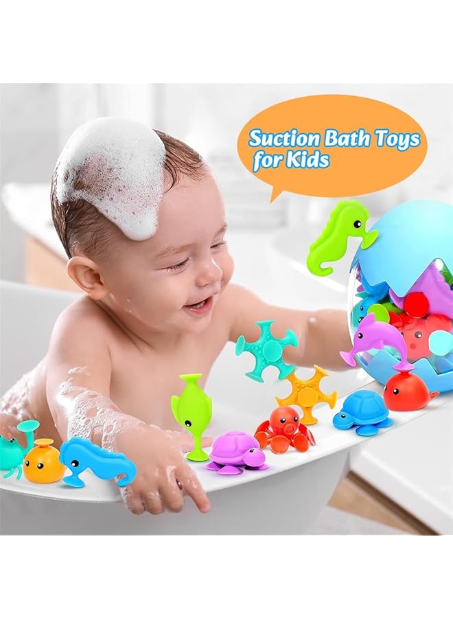 YARDHOBI Suction Bath Toys For Kids Fine Motor Window Toys Silicone Ocean Animal Suction Cup Toys With Dinosaur Eggshell No Mold Bath Toy Sensory Travel Toys For Toddlers Great For Autism/Add/Adhd (18Pcs) - Image 3