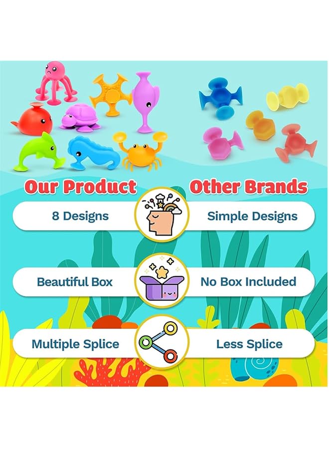 YARDHOBI Suction Bath Toys For Kids Fine Motor Window Toys Silicone Ocean Animal Suction Cup Toys With Dinosaur Eggshell No Mold Bath Toy Sensory Travel Toys For Toddlers Great For Autism/Add/Adhd (18Pcs) - Image 4