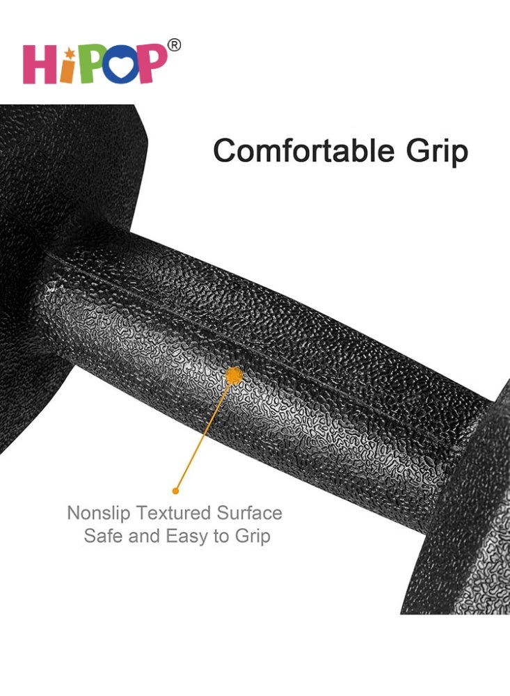 HIPOP 2 Pcs Hexagonal Dumbbells Set For Fitness & Strength Training, Anti Slip Anti Roll Neoprene Dumbbell Hand Weights Set for Men and Women Arms Bicep Curl Push Ups Bodybuilding Whole Body Workout Strength Training (Black/5kg*2) - Image 3
