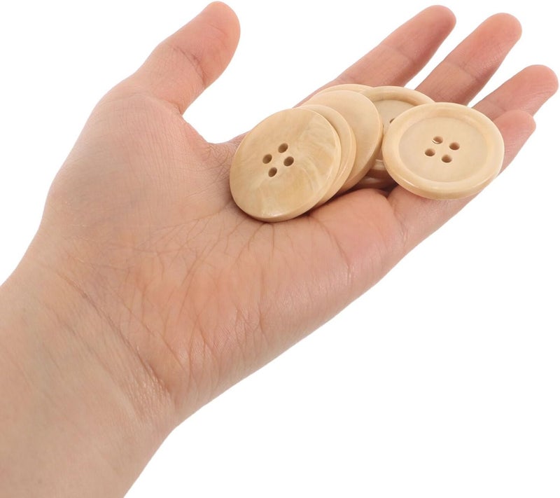 30pcs Natural Round Wood Buttons with 4 Holes, Handmade Wooden Buttons for Sewing Crafts, Quilting, Coat Replacement, and Clothing Accessories - Image 4