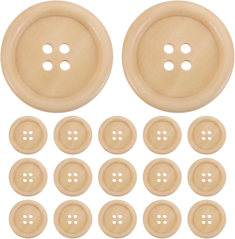 30pcs Natural Round Wood Buttons with 4 Holes, Handmade Wooden Buttons for Sewing Crafts, Quilting, Coat Replacement, and Clothing Accessories - Image 1