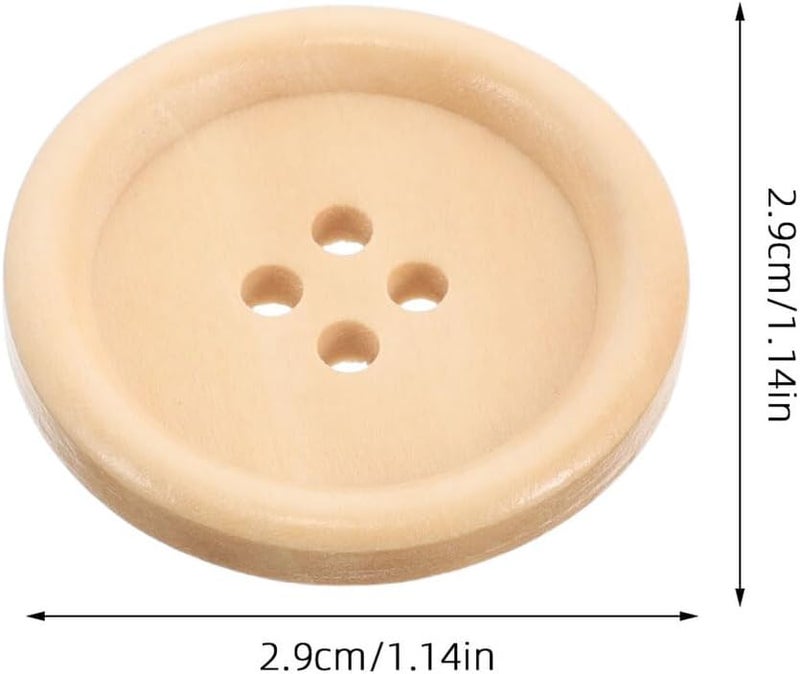 30pcs Natural Round Wood Buttons with 4 Holes, Handmade Wooden Buttons for Sewing Crafts, Quilting, Coat Replacement, and Clothing Accessories - Image 2