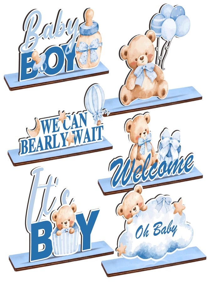 LUUFILx Baby Gender Reveal Table Centerpieces, Blue Bear Gender Reveal Wooden Centerpieces Baby Shower Table Wooden Decorations for Newborn Unisex He or She Boy or Girl Theme Party Supplies - Image 1