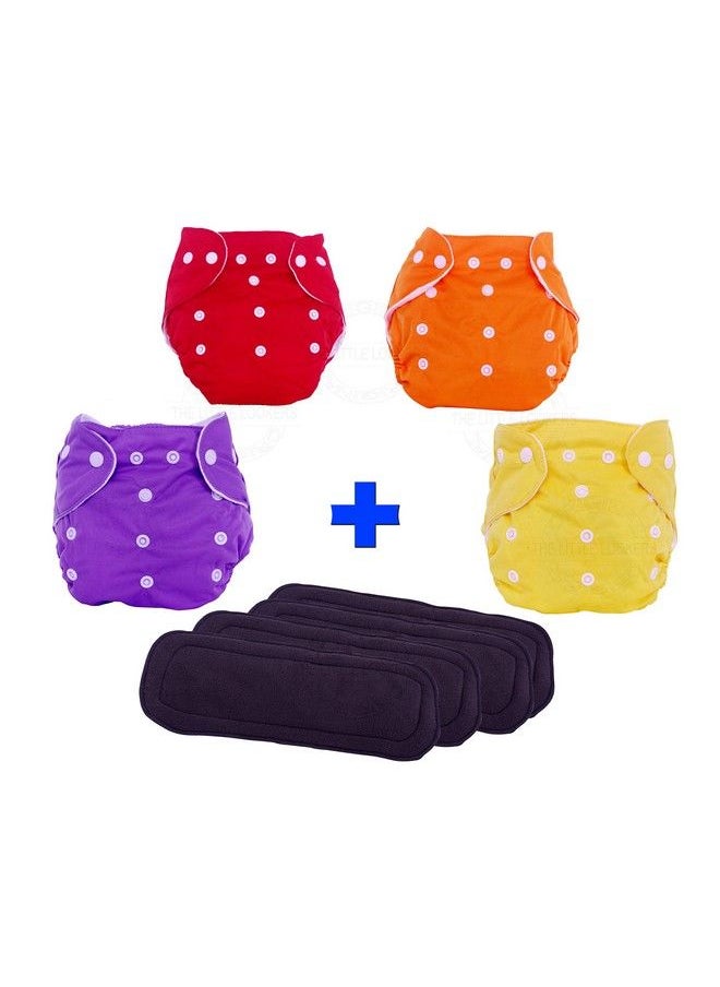 The Little Lookers Baby Washable Reusable Adjustable Cloth Free Size Diaper Nappy With Bamboo Charcoal Diaper Liners Insert Pads For Toddler;Infant;Baby I Age 0 2 Years (Multi Color)  - Image 1