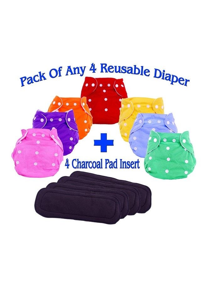 The Little Lookers Baby Washable Reusable Adjustable Cloth Free Size Diaper Nappy With Bamboo Charcoal Diaper Liners Insert Pads For Toddler;Infant;Baby I Age 0 2 Years (Multi Color)  - Image 3