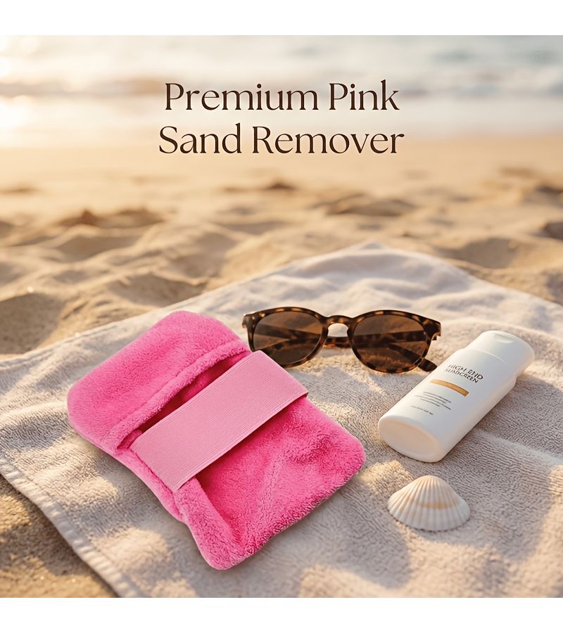 2Pcs Pink Large Size Beach Sand Removal Towels Portable Coral Fleece for Camping - Image 1