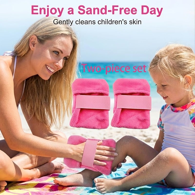 2Pcs Pink Large Size Beach Sand Removal Towels Portable Coral Fleece for Camping - Image 3