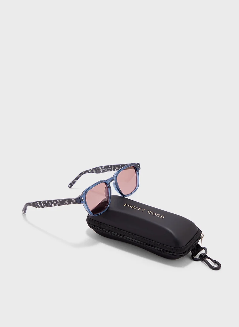 Robert Wood Polarized Lens Tortoise Print Wayfarer Sunglasses