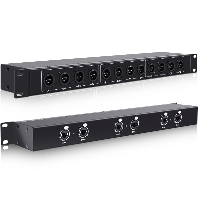 Saysurey XLR Balanced Patchbay XLR Stage Box 12 Channel 3 Pin Multi Network Cable Extender for Stage Lighting and Home Recording Studio Compatible (Male) - Image 1