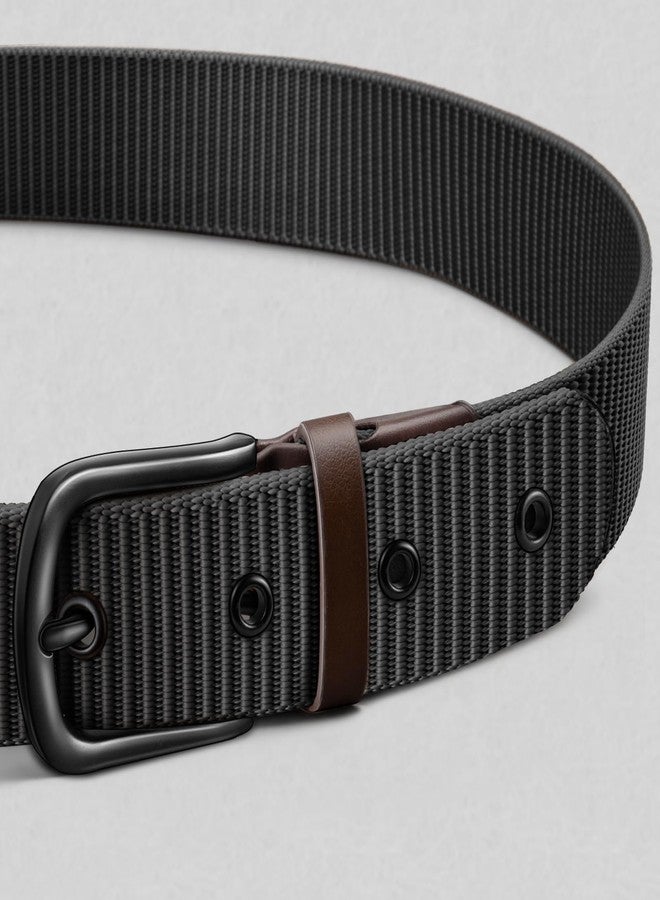 KEMISANT Men Golf Belt-Nylon Canvas Belt for Men Jeans Golf Pants 1 1/2"-7 Metal Holes(Black,34"-36" Waist Adjustable) - Image 2