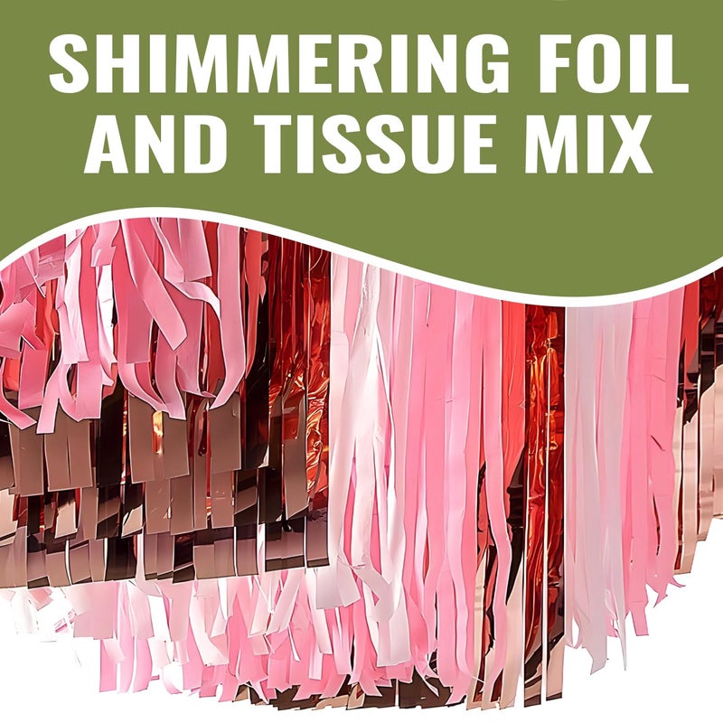 Fun Express 12 Ft. Pink Metallic Foil & Tissue Paper Hanging Ceiling Decoration - Image 2