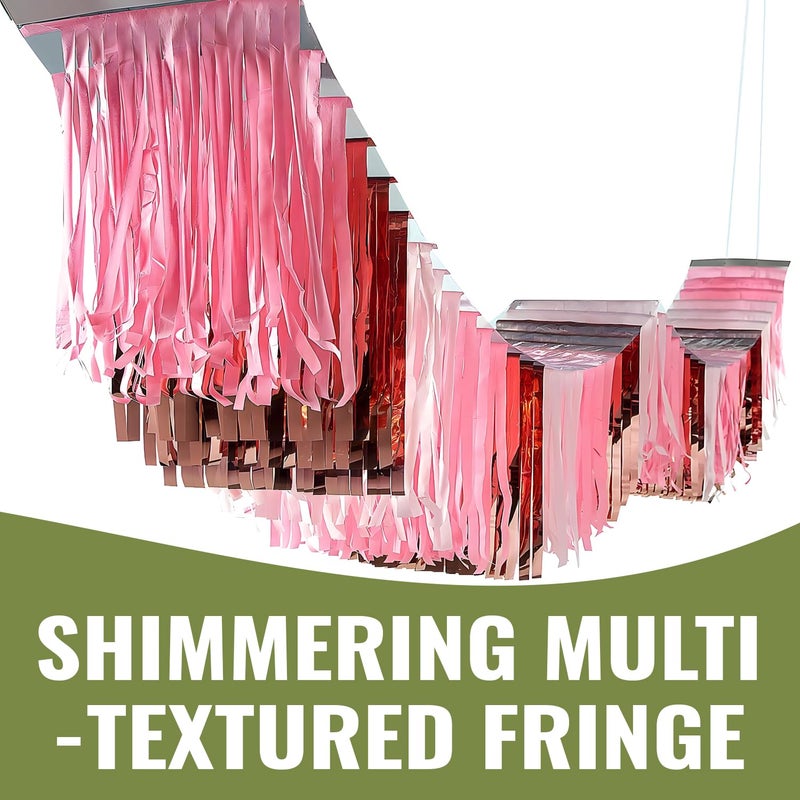 Fun Express 12 Ft. Pink Metallic Foil & Tissue Paper Hanging Ceiling Decoration - Image 3