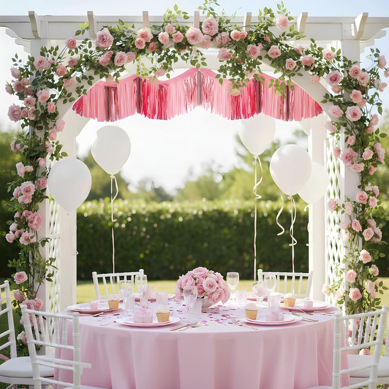 Fun Express 12 Ft. Pink Metallic Foil & Tissue Paper Hanging Ceiling Decoration - Image 4