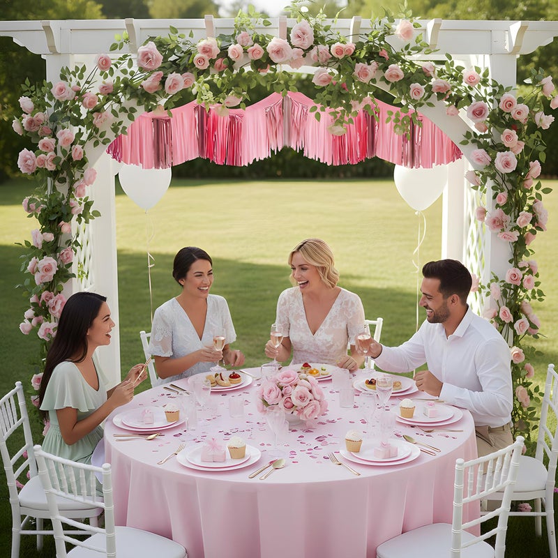 Fun Express 12 Ft. Pink Metallic Foil & Tissue Paper Hanging Ceiling Decoration - Image 5