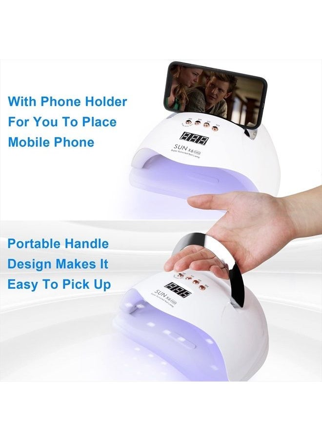 fenshine UV LED Nail Lamp, 220W UV Nail Polish Light with Phone Holder Professional Nail Gel Polish Dryer Curing Lamp with 4 Timer Setting, Auto Sensor 45 Beads for Nail Art Design  - Image 4