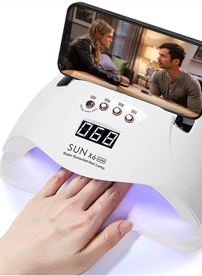 fenshine UV LED Nail Lamp, 220W UV Nail Polish Light with Phone Holder Professional Nail Gel Polish Dryer Curing Lamp with 4 Timer Setting, Auto Sensor 45 Beads for Nail Art Design  - Image 1