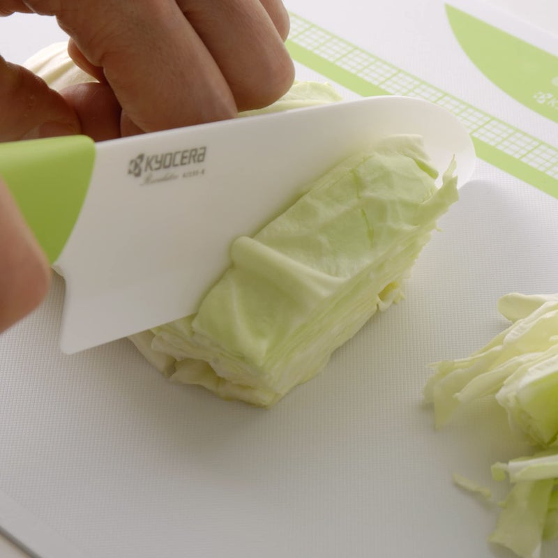 KYOCERA KYOCERA Revolution 2-Piece Ceramic Knife Set: Chef Knife For Your Cooking Needs, 5.5" Santoku and 4.5" Utility Knife, White Blades with Green Handles, White/Green  - Image 2