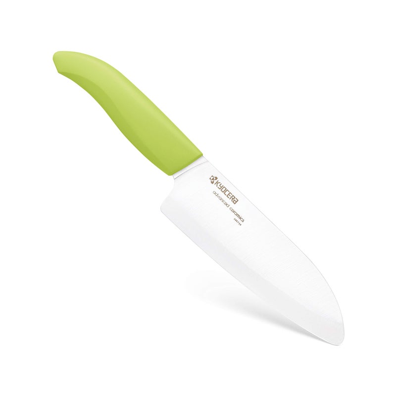 KYOCERA KYOCERA Revolution 2-Piece Ceramic Knife Set: Chef Knife For Your Cooking Needs, 5.5" Santoku and 4.5" Utility Knife, White Blades with Green Handles, White/Green  - Image 4
