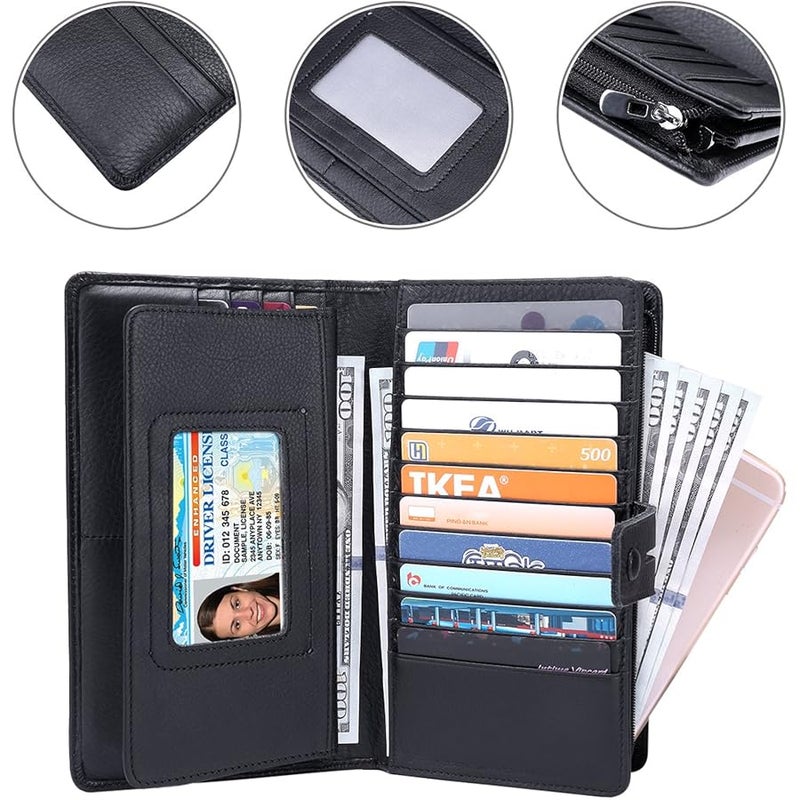ITSLIFE Womens Wallet,Large Capacity RFID Blocking Leather Wallets Credit Cards Organizer Ladies Wallet with Checkbook - Image 5