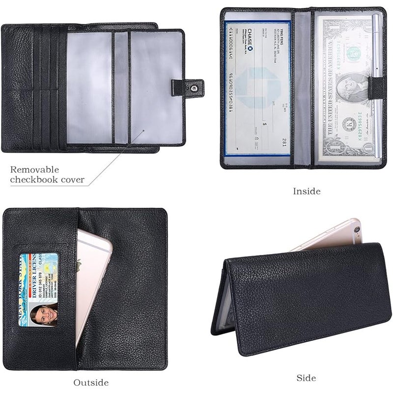 ITSLIFE Womens Wallet,Large Capacity RFID Blocking Leather Wallets Credit Cards Organizer Ladies Wallet with Checkbook - Image 3
