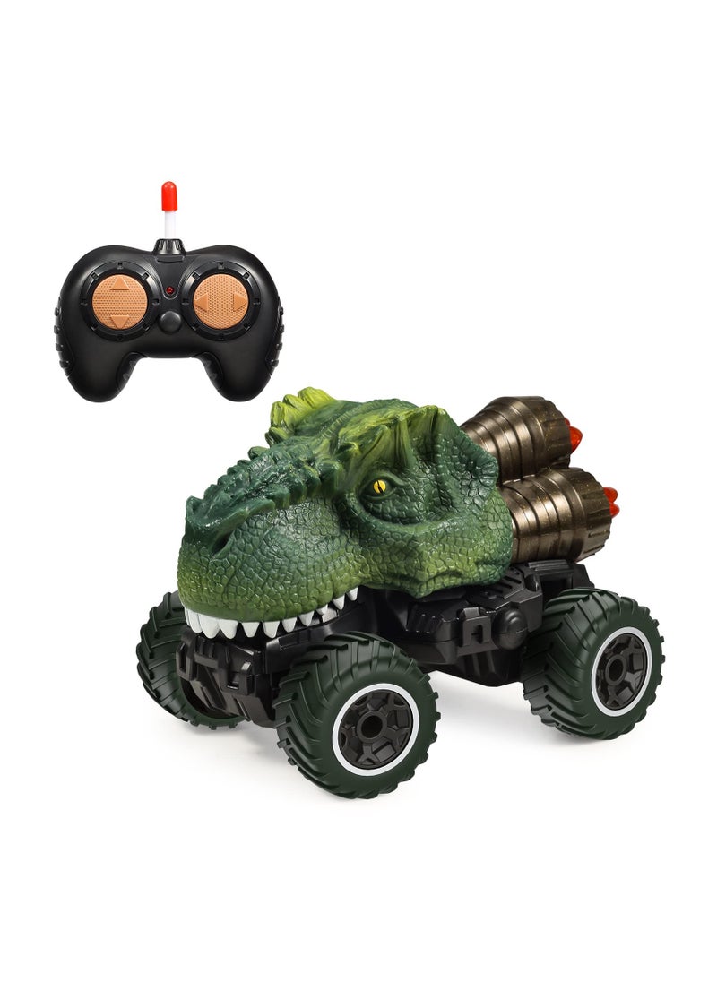 KASTWAVE Dinosaur Remote Control Toy Car, Dinosaur Toys for Kids 3 to 5, Remote Control Car for Boys 4 7, Mini monster truck with dinosaur elements and dazzling LED Lights, Boys Perfect Gift, Tyrannosaur Style  - Image 1