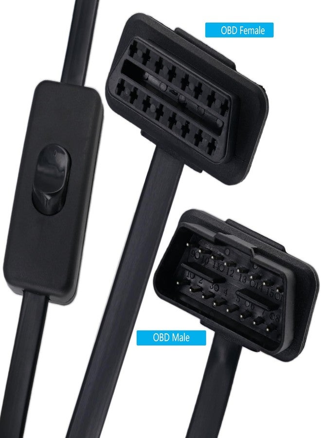 Yeebline OBDII 16 Pin Extension Cable with Switch, 0.6M/2Ft OBD-II OBD2 90 Degree Right Angle 16 Pin Auto Car Male to Female Flat Cord Diagnostic Extender Adapter - Image 5