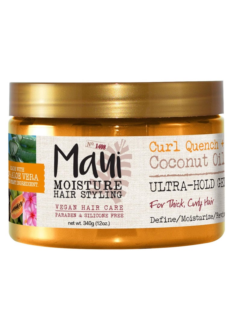 MAUI MOISTURE Coconut oil ultra hold gel for curly hair styling vegan paraben free 12oz  - Image 1