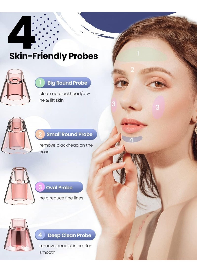 أدوات إزالة الرؤوس السوداء، مكنسة مسام الرؤوس السوداء: منظف مسام الوجه الكهربائي 3 مستويات شفط، مستخرج حب الشباب والبثور القابلة لإعادة الشحن للعناية بالبشرة للأنف والوجه (أبيض) - Image 3