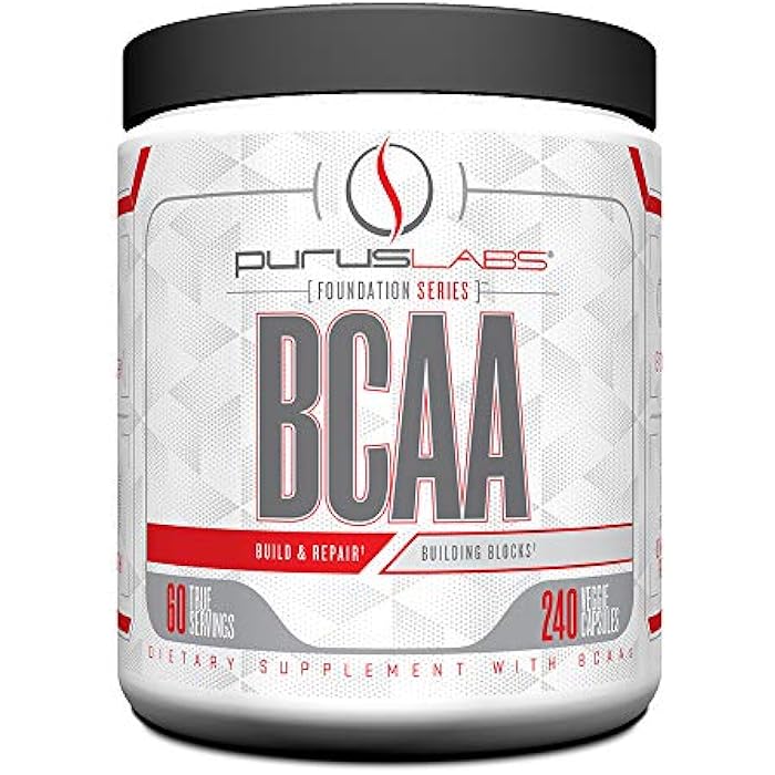 Purus Labs BCAA Capsules by Purus Labs Foundation Series | 2:1:1 Leucine, Valine, Isoleucine | for Recovery, Endurance, Strength and Muscle Building | 240 Capsules (60 Servings) - Image 1