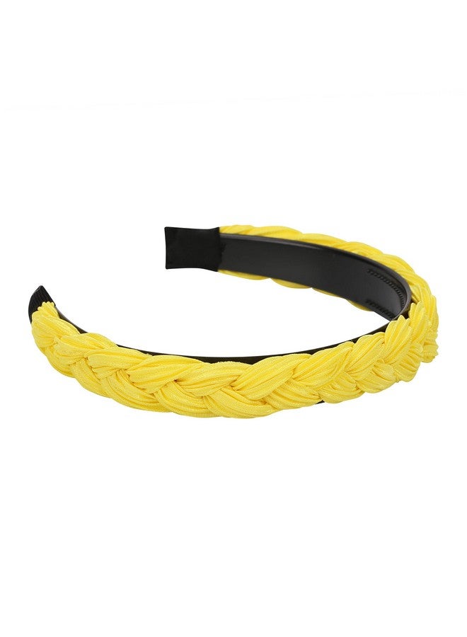 YouBella Hair Jewellery Fabric and Plastic Braid Shape Hair Band Head Band for Girls and Women (Light Yellow`) - Image 2