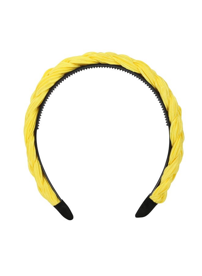 YouBella Hair Jewellery Fabric and Plastic Braid Shape Hair Band Head Band for Girls and Women (Light Yellow`) - Image 4