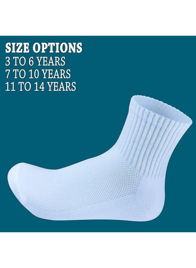 Tango 6 Pairs Kids Socks - Boys and Girls - Atletic Ankle Quarter Kids Sock - Soft Breathable Mesh - Childrens School Uniform - Image 3
