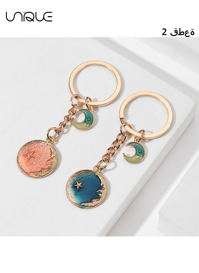 Unique 2 pcs keychain - Couple keychain - Dream Star Moon Keychain Pendant - Fashionable and Unique  - Image 1