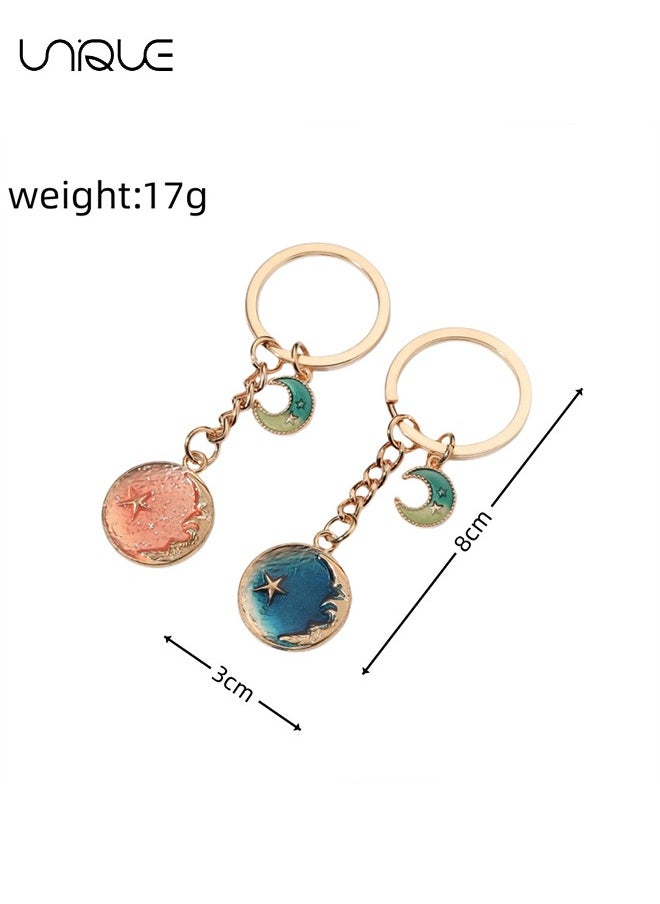 Unique 2 pcs keychain - Couple keychain - Dream Star Moon Keychain Pendant - Fashionable and Unique  - Image 2